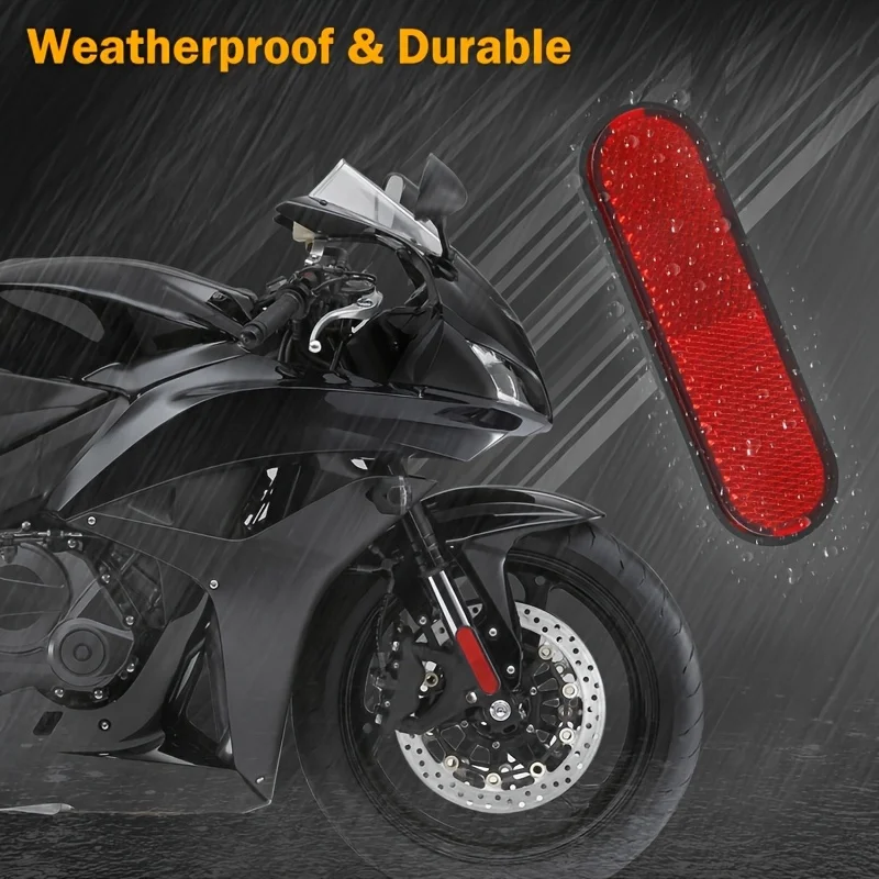Self-Adhesive Reflector Vehicle Reflective Warning Parts Side Mark Rear Tail Signal for ATV Motorcycle Quad-Biking RVs Red Color