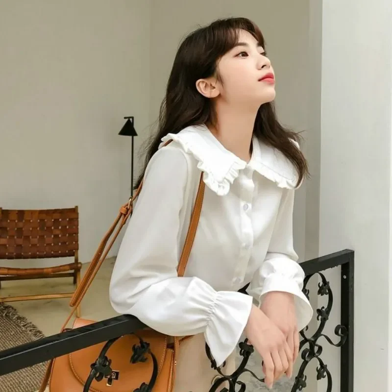 Shirts Women Solid Simple New Arrival Spring Korean Style Chic Trendy Casual Blouses Elegant Vintage Womens Streetwear All-match