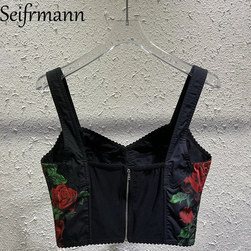 Seifrmann Casual Printed Cotton Top Square Neck Sleeveless Top 2026 Autumn Fashion Women's New Style