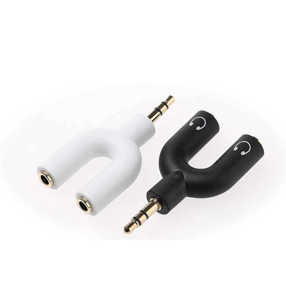 Colokan Audio Splitter Y Stereo 3.5mm ke 2 mikrofon wanita colokan Jack Headset adaptor baru