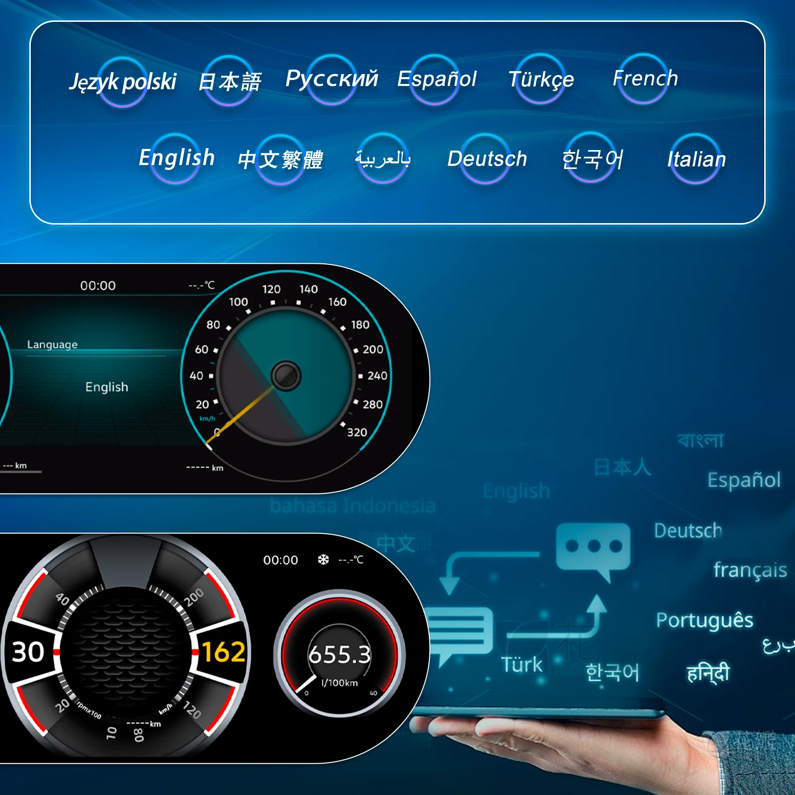 Panel de Instrumentos Navicluster de 10.25'' para Volkswagen Passat B5 Años 1996-2006, Panel Digital con Soporte para Carplay, HDMI, Velocímetro LCD, Cabina Virtual 5