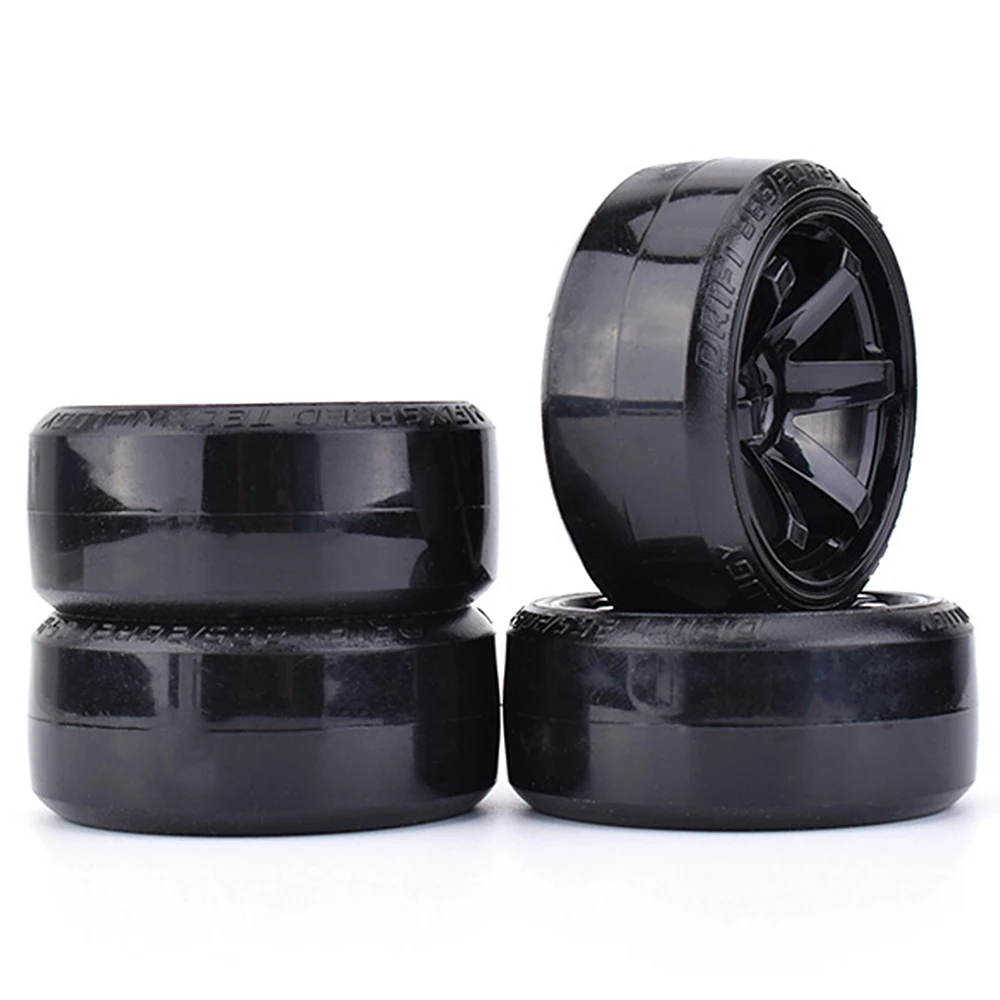 4 adet 60mm 1/10 RC Drift araba jant lastiği seti sert plastik Hub