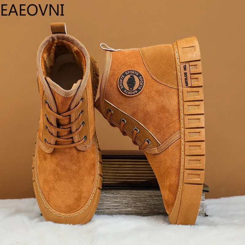 Tooling Boots High Tops Men's Winter Boot Platform Keep Warm Hard-wearing Trendy All-match British Style Man Shoe EAEOVNI New