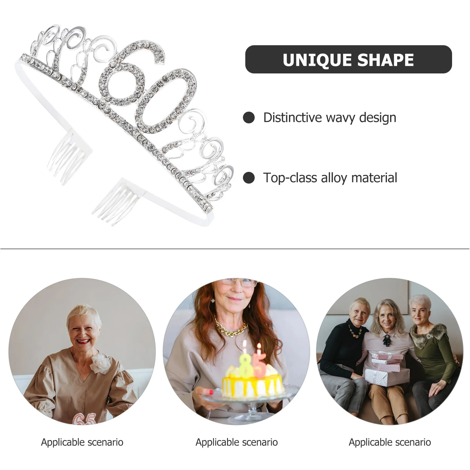 

Birthday Tiara Crown Hair Combs Crystal Queen Crowns Anti-Allergic Alloy Headbands 60Th Party Favor Women Princess Tiara
