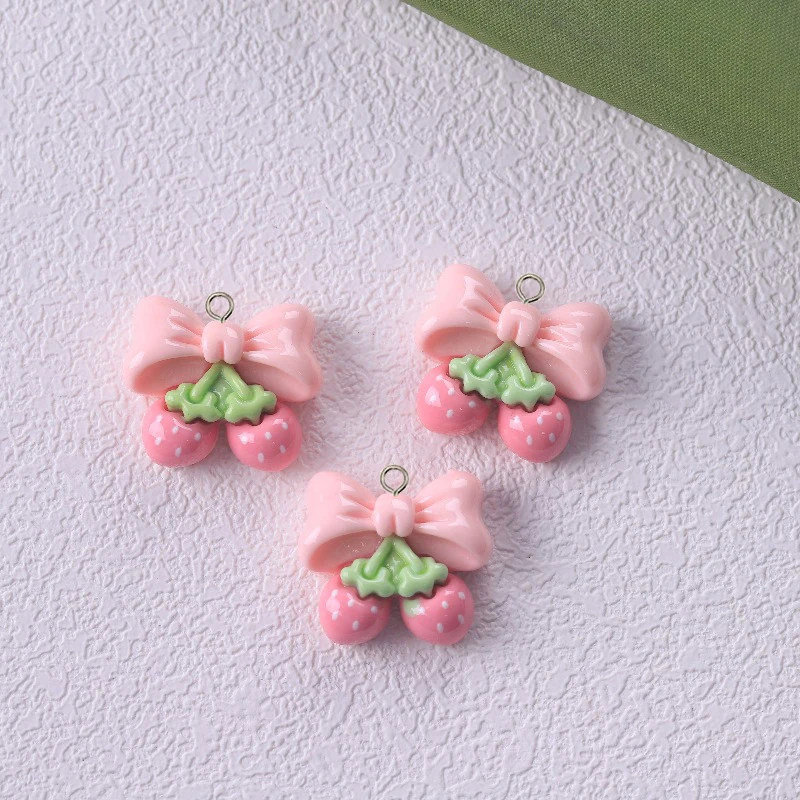 10Pcs Kawaii Rabbit Strawberry House Resin Charms Lovely Cartoon Animals Pendants for Earrings Keychains DIY Jewelry Make