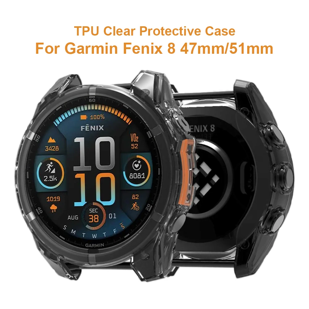 Soft TPU Silicone Transparent Case For Garmin Fenix 8 47mm 51mm Clear Protector Cover Watch Shell For Fenix8 Accessories