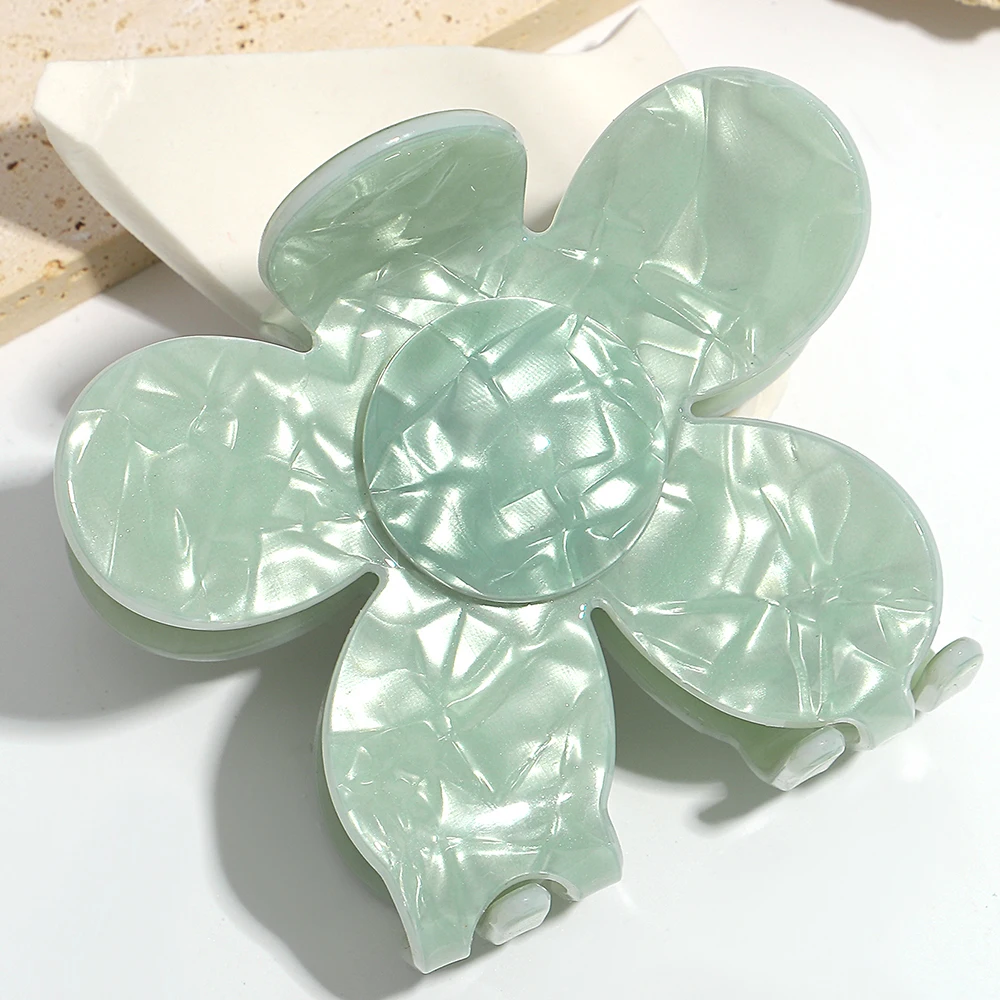 

Sweet Green Flower Large Size Shark Hair Clip Claw For Women Fashion Acetate Floral Barrettes Hair Accessories Tool Gifts