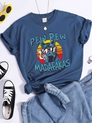 Pew Pew Madafakas Print Tshirt Women Fashion Breathable T Shirt Street Personality Summer Tops Casual O-Neck Womens T Shirts