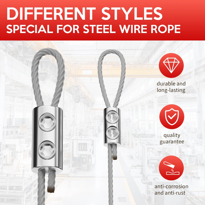 Picture 4: 10/20PCS 2-3mm Stainless Steel Rope Clamp, Adjustable Metal Fixture, Used to Fix Steel Cables for Hanging Photo Frames/Pictures