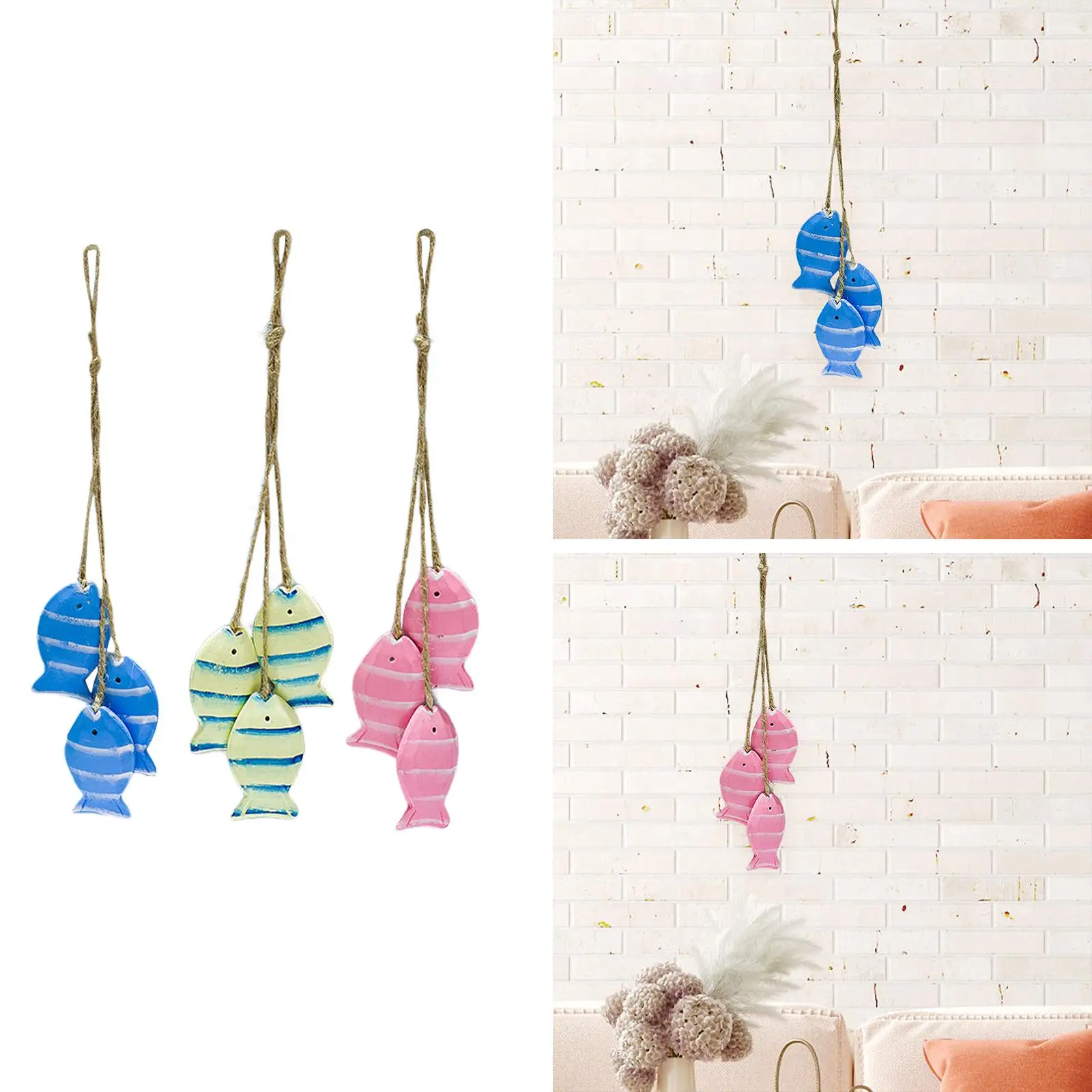 Wooden Fish Wall Hanging Decor Decorative Display Birthday Gift Animal Statue Beach Decor for Window Farmhouse Living Room Study