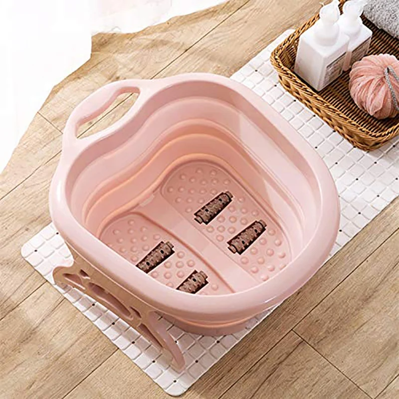 New Foot SPA Bath Tub Foot Soak Bath Tub (with Massage Rollers) Spa Basin Portable Collapsible Foot Massage