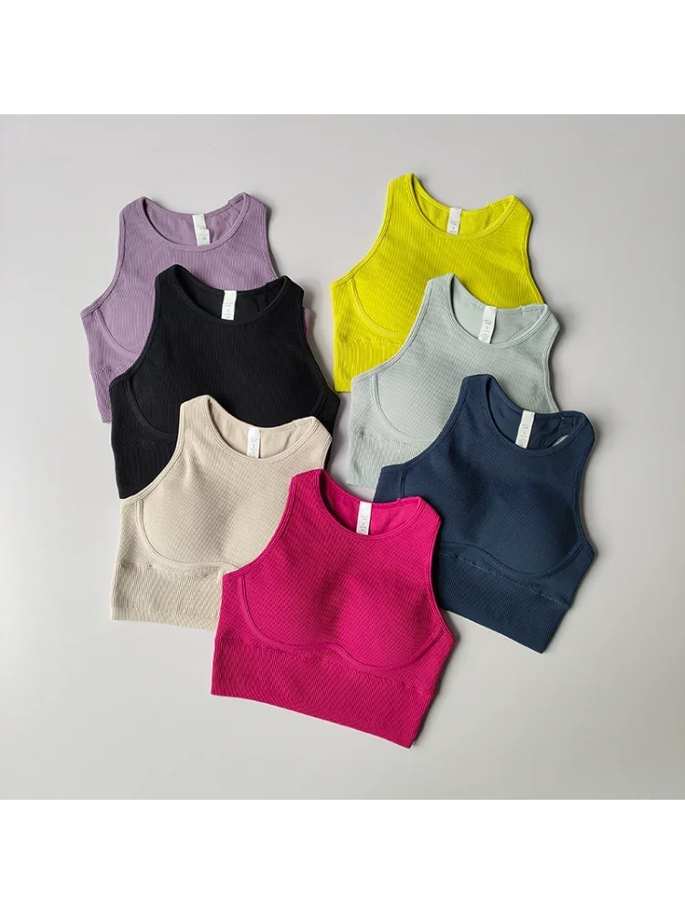 

New Running Fitness Sports Vest Integrated Women's High-strength Thread Hollow Beautiful Back Shockproof Tight Yoga Bra Clothing
