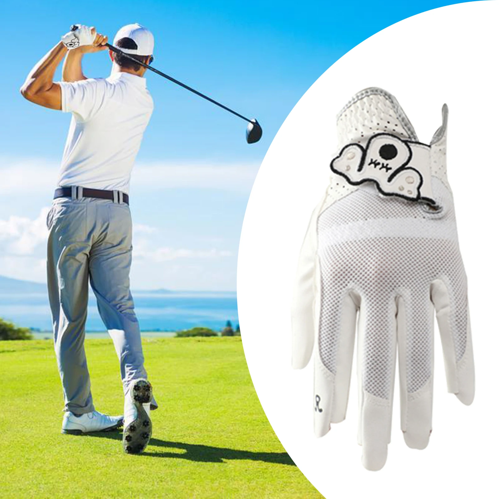 Men\'s Woman Golf Glove Left Hand Breathable Soft Leather White Hand Wear No Sweat for Outdoor Golf Equipment Golfer Supplies