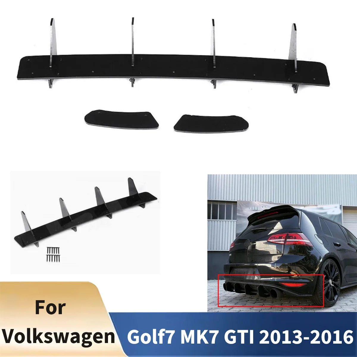 

For Volkswagen Golf7 GTI MK7 GTI 2013-2016 Rear Bumper Lip Side Splitters Diffuser Accessories Guard Protector Cover Tuning