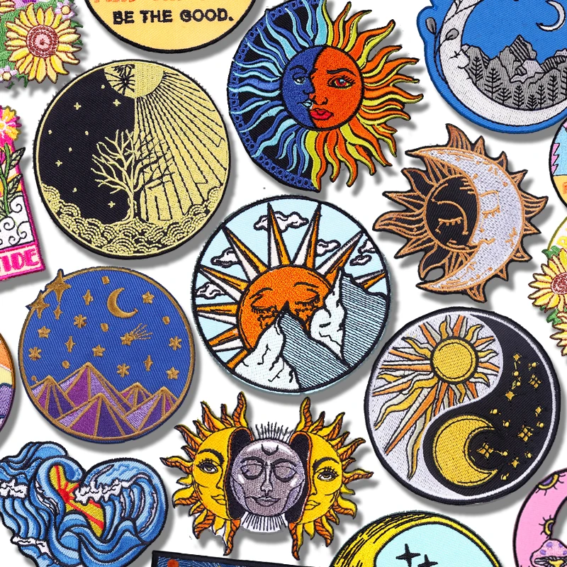 

Нашивки с вышивкой мультфильмов/солнца, железные нашивки для одежды, термоклеевые нашивки для одежды, курток, джинсов, шитье, вышивка своими руками