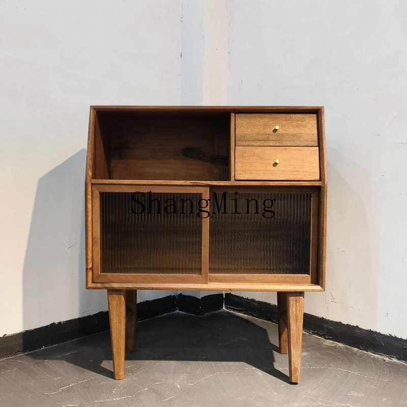 

FG solid wood dining side cabinet simple narrow wall locker rack tea cabinet