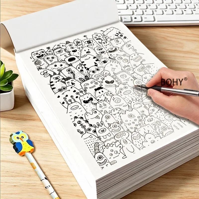 A Large-sized Graffiti Sketchbook, Include Various Theme Line Drawing Patterns As Fantasy Architecture/animals, Etc., 32 Pages