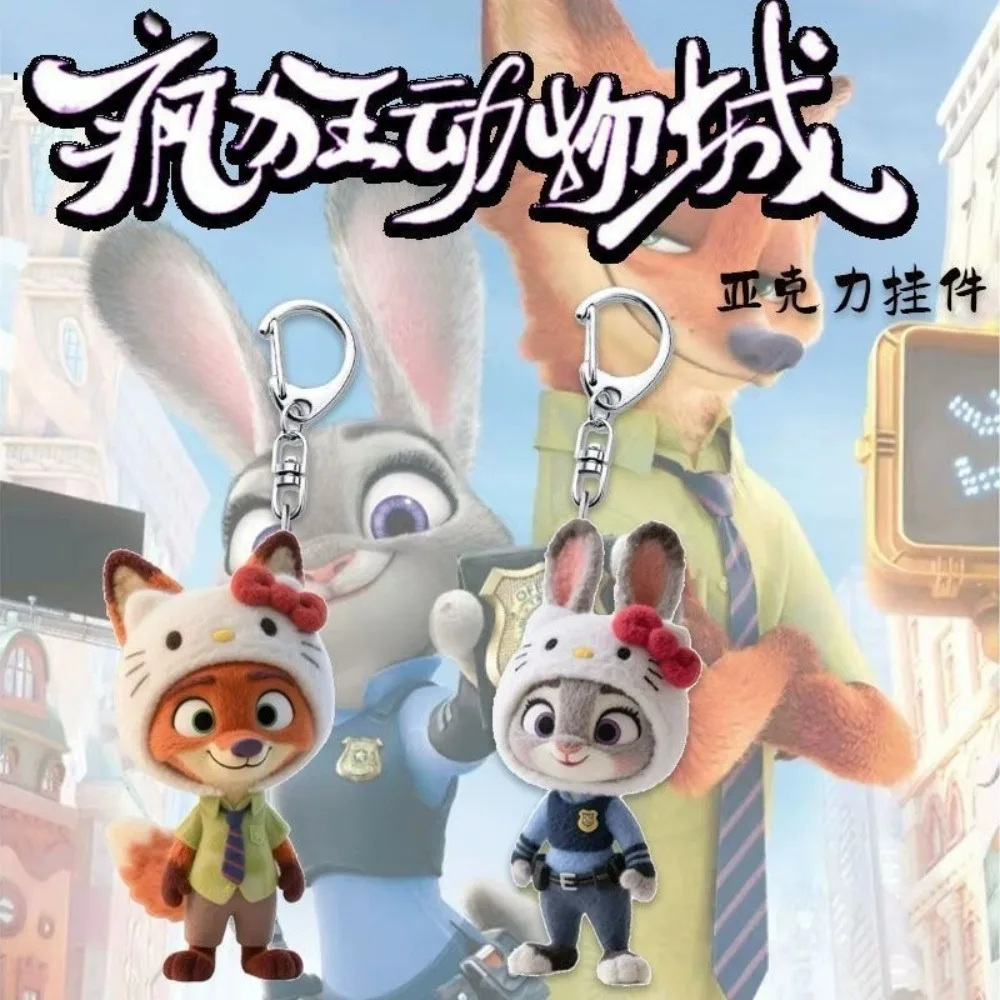 

2026 Zootopia Animation Peripheral Keychain Cartoon Judy Nick Cute Acrylic School Bag Keychain Men and Women Birthday Gifts
