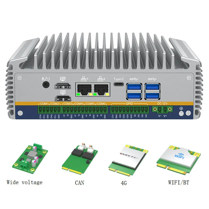 Sihovision Industrial Mini Desktop PC 12th Gen Core I7-1255U Fanless Embedded Mini Computer with Type-C GPIO AU/US/EU Plugs
