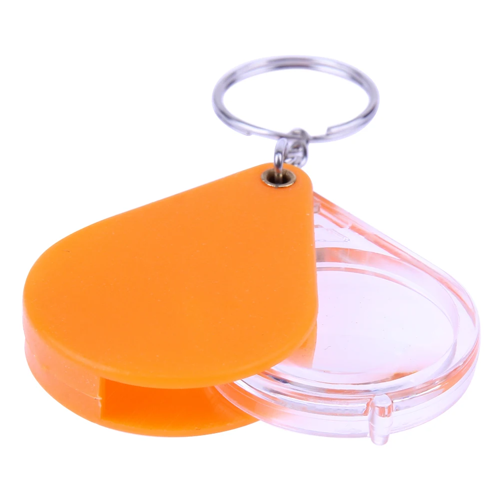 10X حلقة رئيسية عدسة مكبرة محمولة من البلاستيك محمولة للجيب مع غطاء لقراءة العملات المعدنية هواية السفر مع حلقة رئيسية