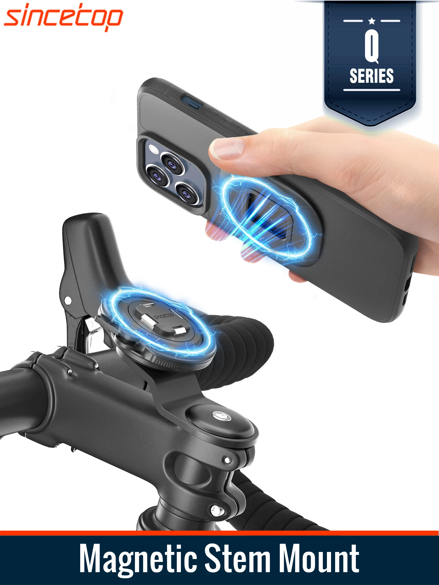 Bike Magnetic Phone Holder,Mountain/Road Bicycle Stem Phone Mount,Universal Aluminum Handlebar Cycling MTB Quick Attach/Detach