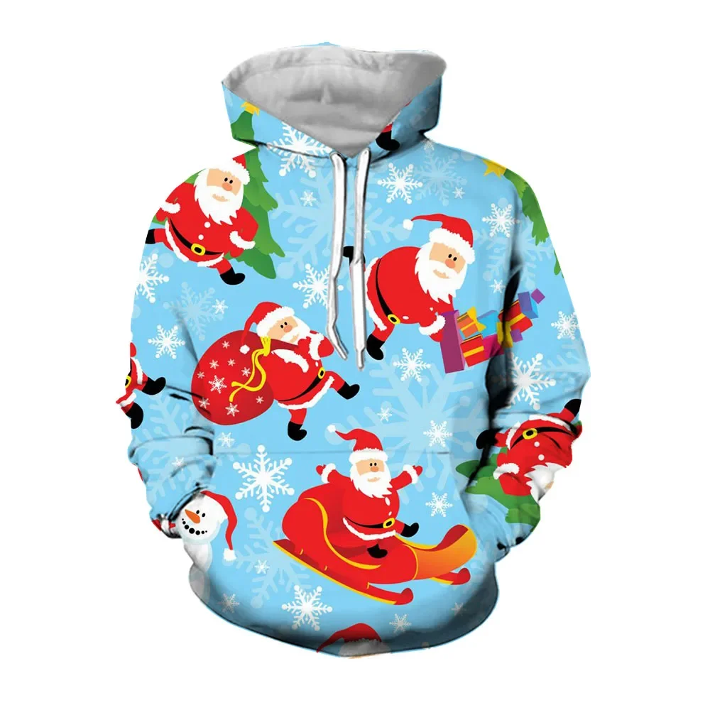 Jumeast 3D Santa Tree Penguin Printed Casual  Men Christmas Graphic Long Sleeve Hoodies Oversized Fashion Hoody's Male Clothing