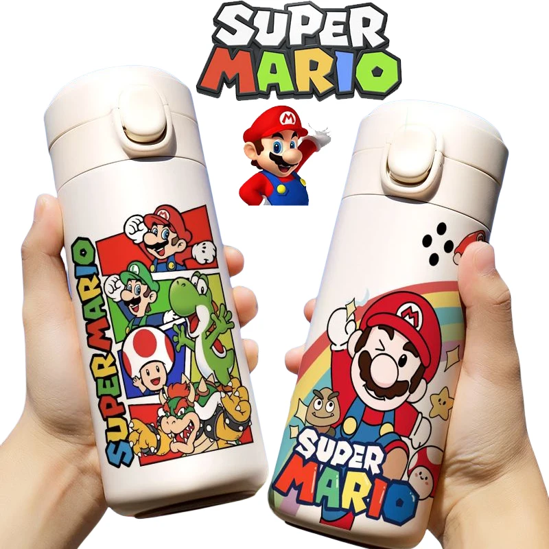 

420ML Super Mario Bros Tumbler Thermo Bottle Large Capacity Anime Stainless Steel Thermal Water Bottle Cold and Hot Thermos Cup