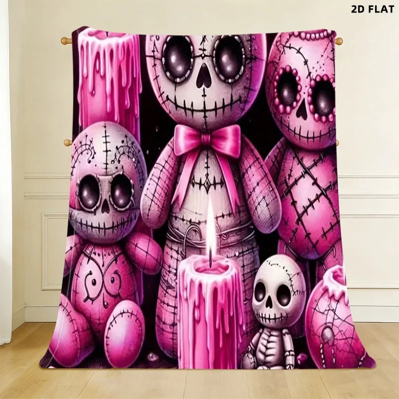 Spooky Cute Skeleton Candy Dripping Halloween Throw Blanket Cozy Gothic Horror Art Decor