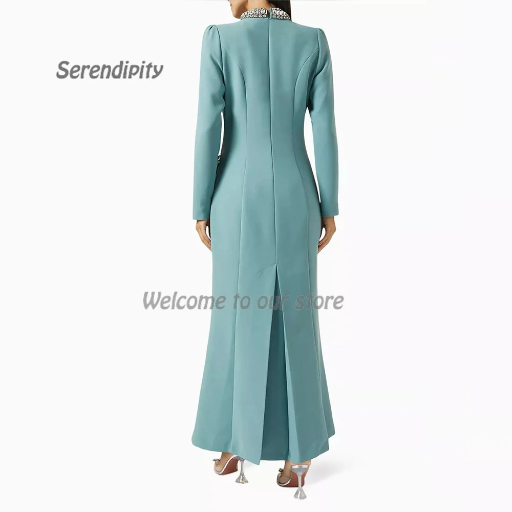 Serendi'-Clássico Boat Neck Chiffon Apliques vestido em camadas, vestido de baile de comprimento de chá, saia de comprimento, Slim Fit regular, ocasião formal, 2023