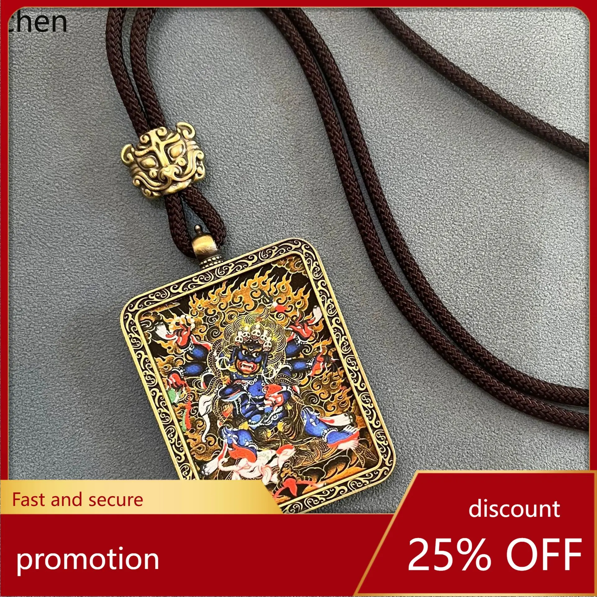 H1 Five-Way God of Wealth Tibetan Thangka Pendant Mahakala Thangka Buddha Amulet Souvenir Mahakala Accessories