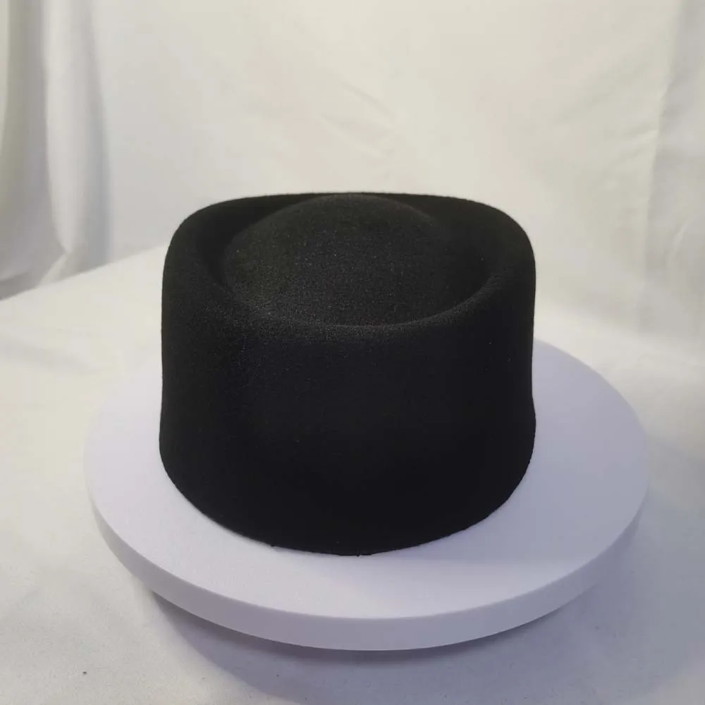 Vintage Looking Pillbox Hat French Style Air Hostess Woolen Top Hat Solid Color Dome Formal Hat Fashion Show