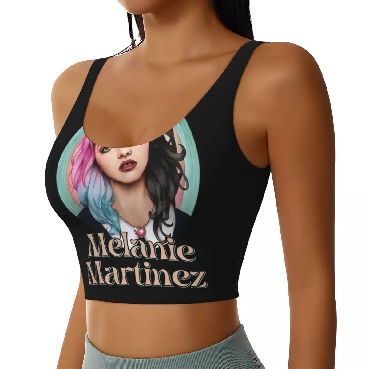 Custom Music Singer Melanie Martinez High Impact Sports Bras for Women Seamless Workout Yoga Crop Tank Tops