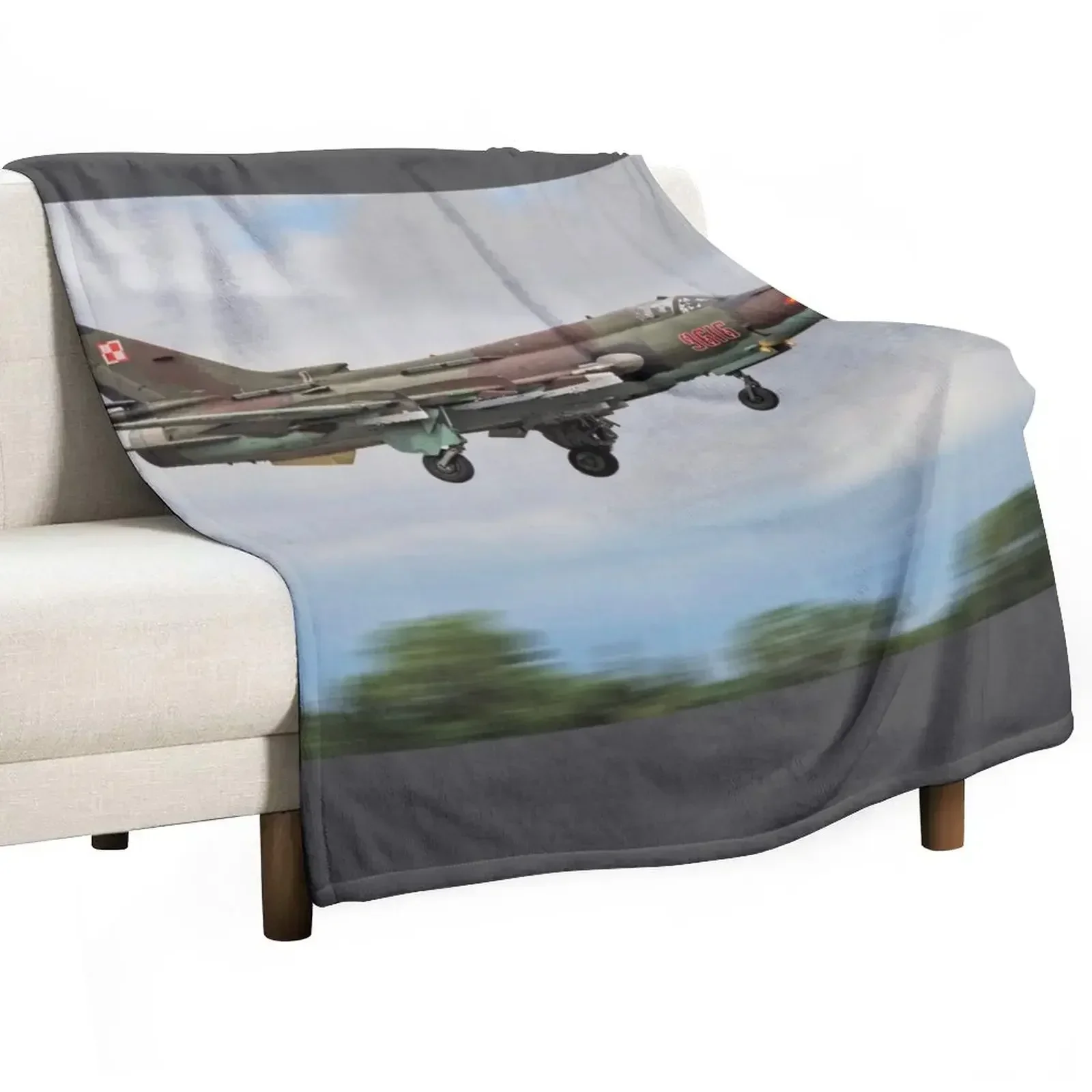 

Sukhoi Su-22 (Fitter) Throw Blanket Men's Soft Warm Throw Blanket for Couch