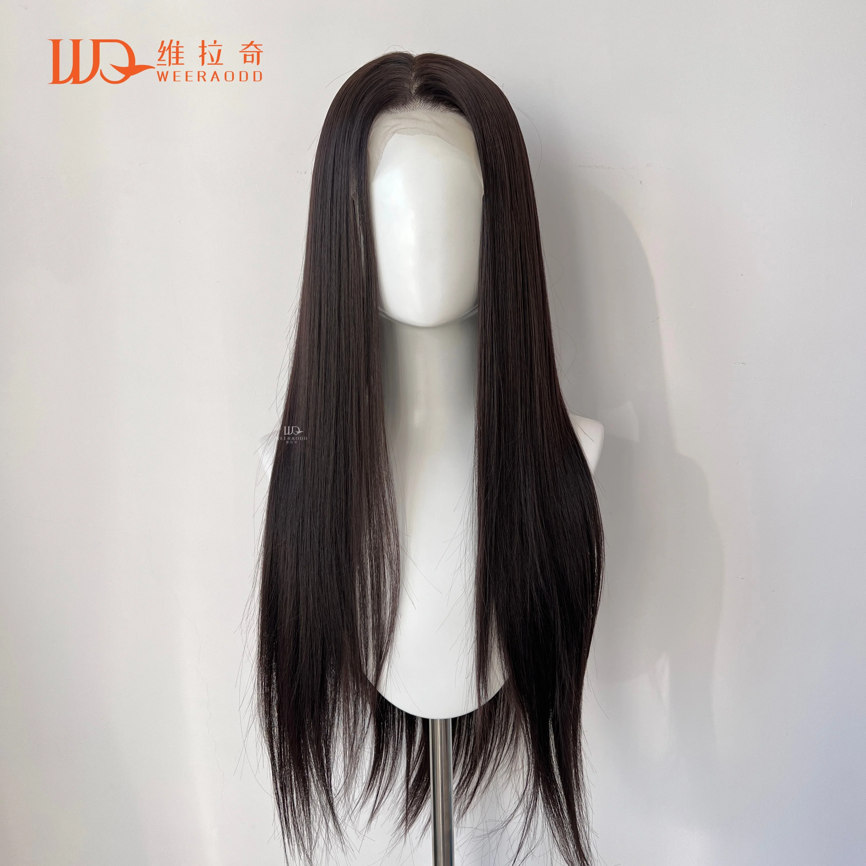 

Черный парик фронта шнурка 13x6, прямой парик 26 дюймов, бесклеевой, плотность 150%, термостойкие синтетические волосы, завязанные вручную вдова, пик