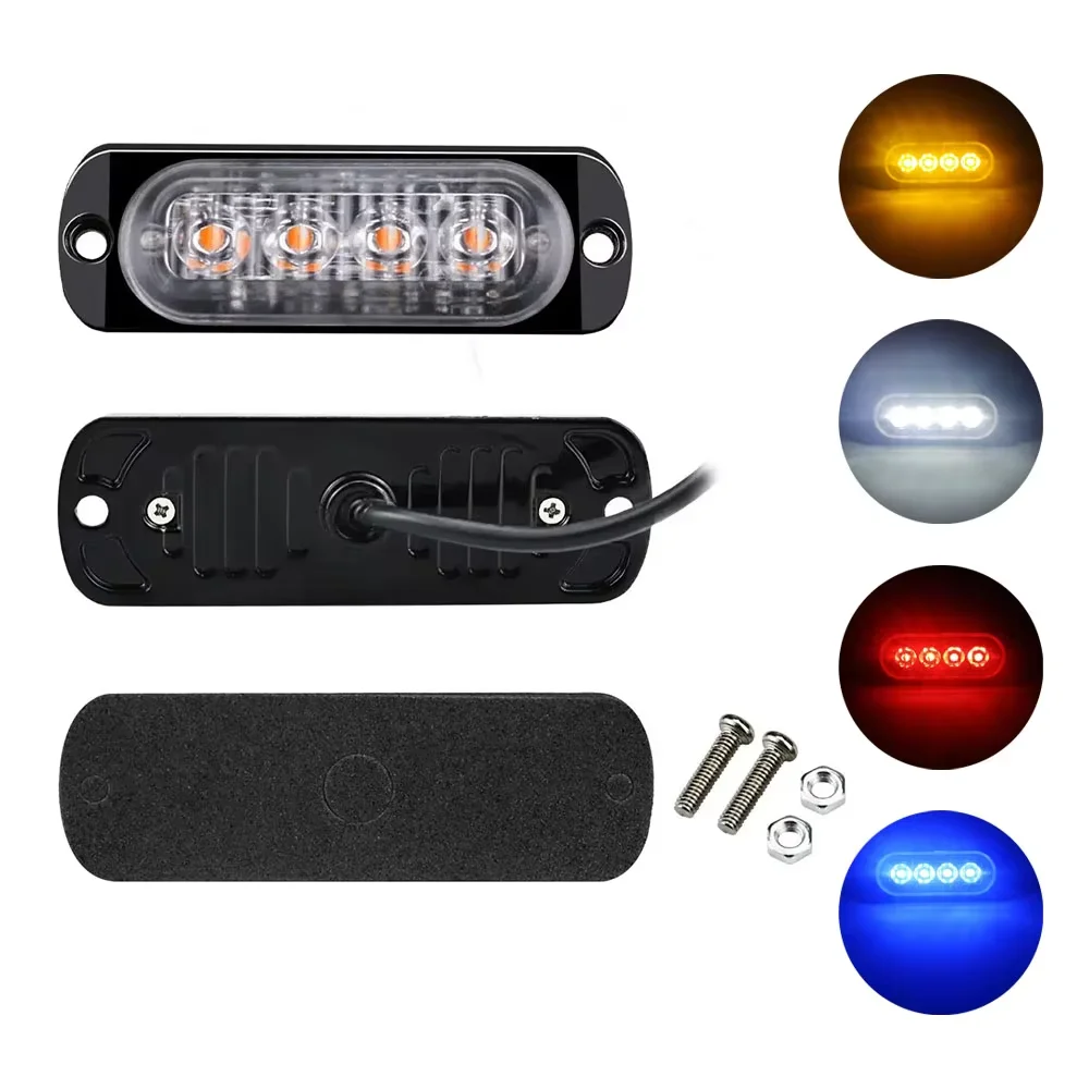 4LED سيارة ستروب إشارة الطوارئ ضوء فلاش مقطورة ملحقات الشاحنة 12-24 فولت LED تحذير الجانب ضوء المارة لشاحنة مصباح سيارة #1