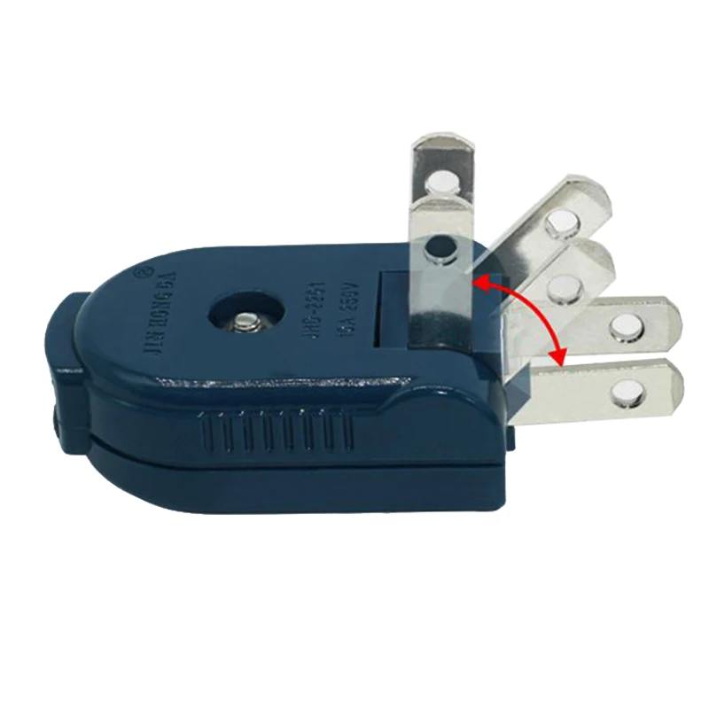 1PCS 90 Degree Rotary Right Angle Power Plug JHD-2201 American Standard Two Flat Foot Male Plug US Power Connection Connector