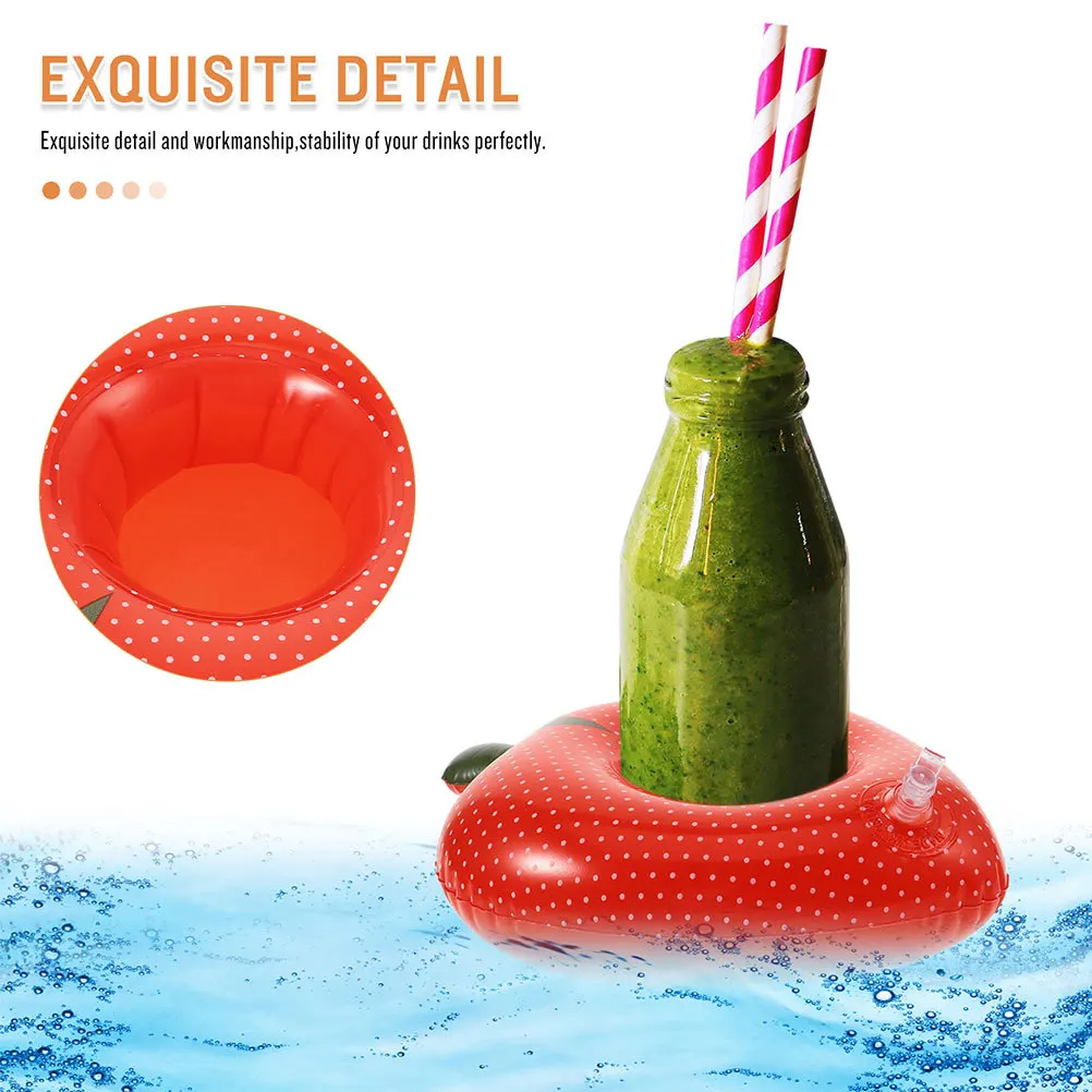 

4Pcs Inflatable Drink Holder Strawberry Design Floating Pool Cup Holder Coaster Party Pool Drink Float Beverage Float