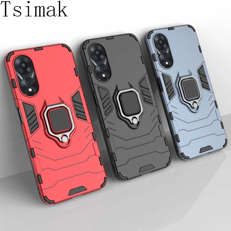 Shockproof Case For OPPO A18 A38 A58 A78 A17 A57 A57S A77 A77S Ring Holder Armor Back Coque for Realme C67 4G 5G Phone Cover