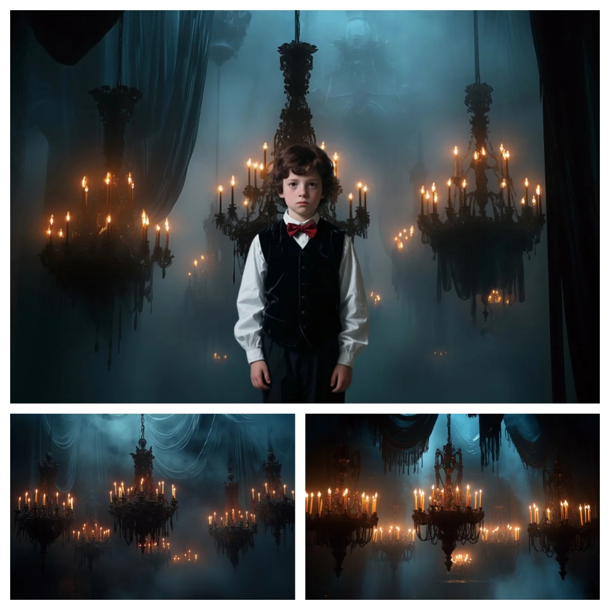 Halloween Photography Backdrops Retro Medieval Gothic Castle Room Candlestick Kids Family Portrait Decor Photo Background Studio