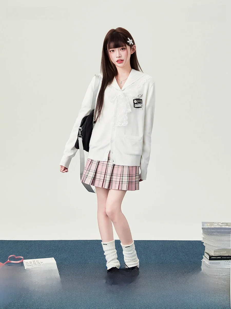 

Flell 2026 New JK orm Knitted Long Sve Open Cardigan College Sle Versatile Outerwear Spring Ladies Faion