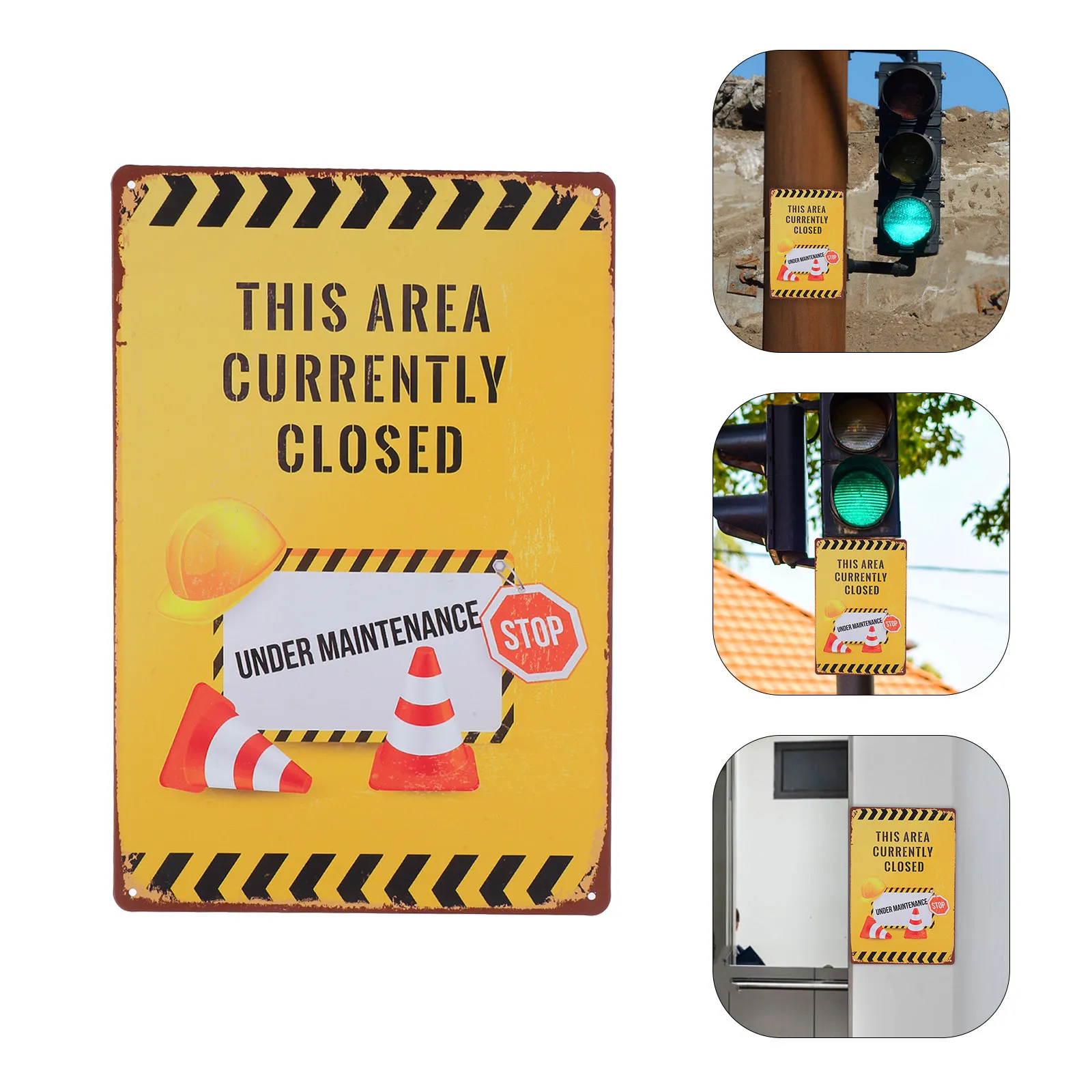 2Pcs Traffic Warning Signs Closed for Maintenance Clear Text Security Warning for Parks Subways Schools Commercial Areas