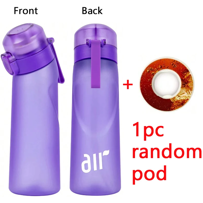 1pc Luft Wasser Flasche Mit 1pc Zufällige Runde Form Geschmack Pod Sport Stroh Kunststoff Tasse Auslaufsicher Outdoor reise Sport Flaschen
