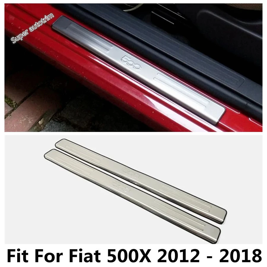 

Car Rear Door Sill Scuff Plate Threshold Pedal Panel Protection Cover Trim For Fiat 500X 2012 - 2018 Stainless Steel Accessories