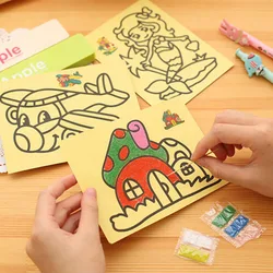 10pcs DIY Sand Painting Toy Set for Kids Gift Cartoon Animal Car Series Art Supplies Simple Kindergarten Coloring Book