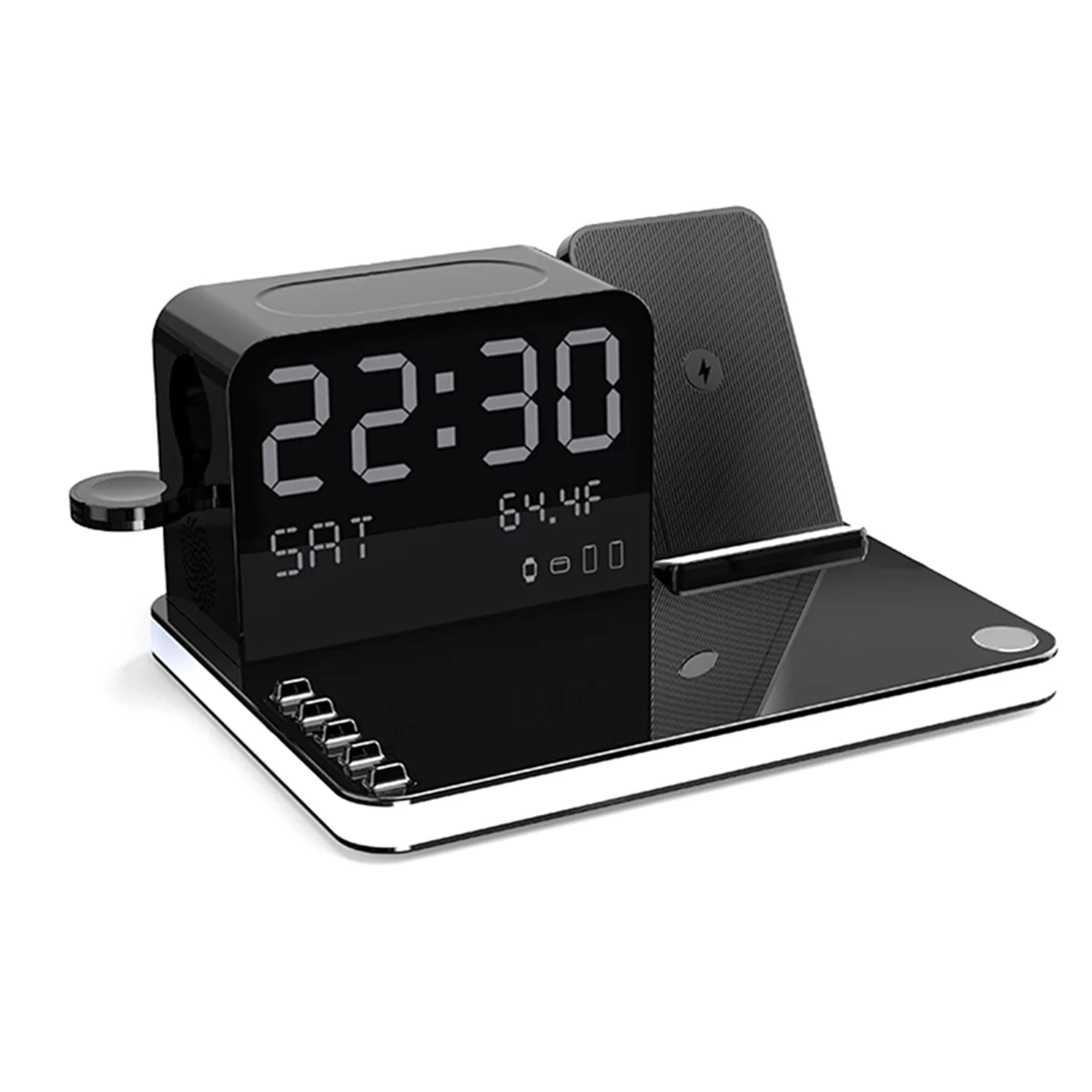 A03R Wireless Charging Station 7 in 1 Fast Charger Stand with Clock Night Lights for Watches Smartphones