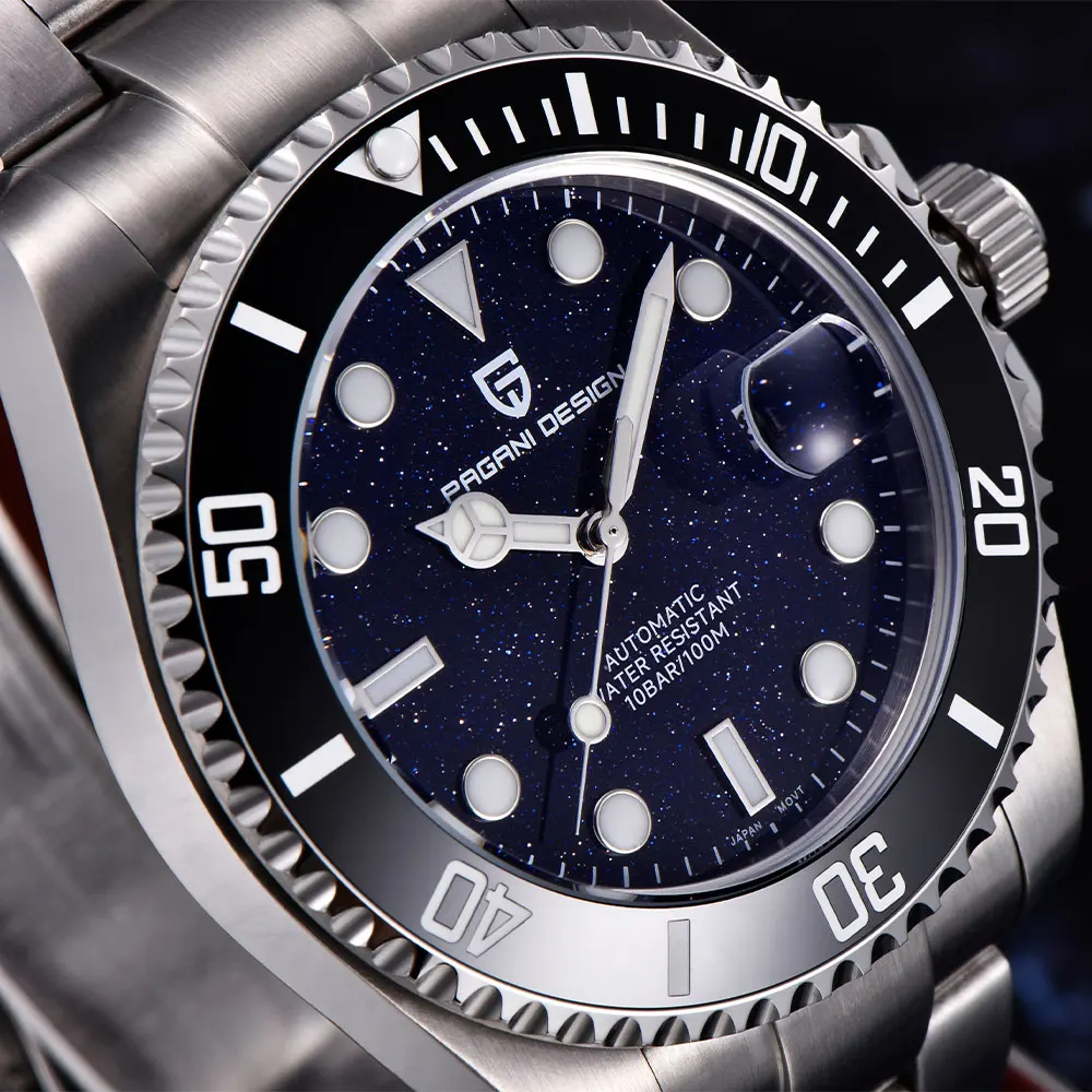 PAGANI DESIGN New 43mm Men Watch Ceramic Bezel Miyota 8215 Mechanical Watch Stainless Steel Waterproof Automatic Wristwatch Men