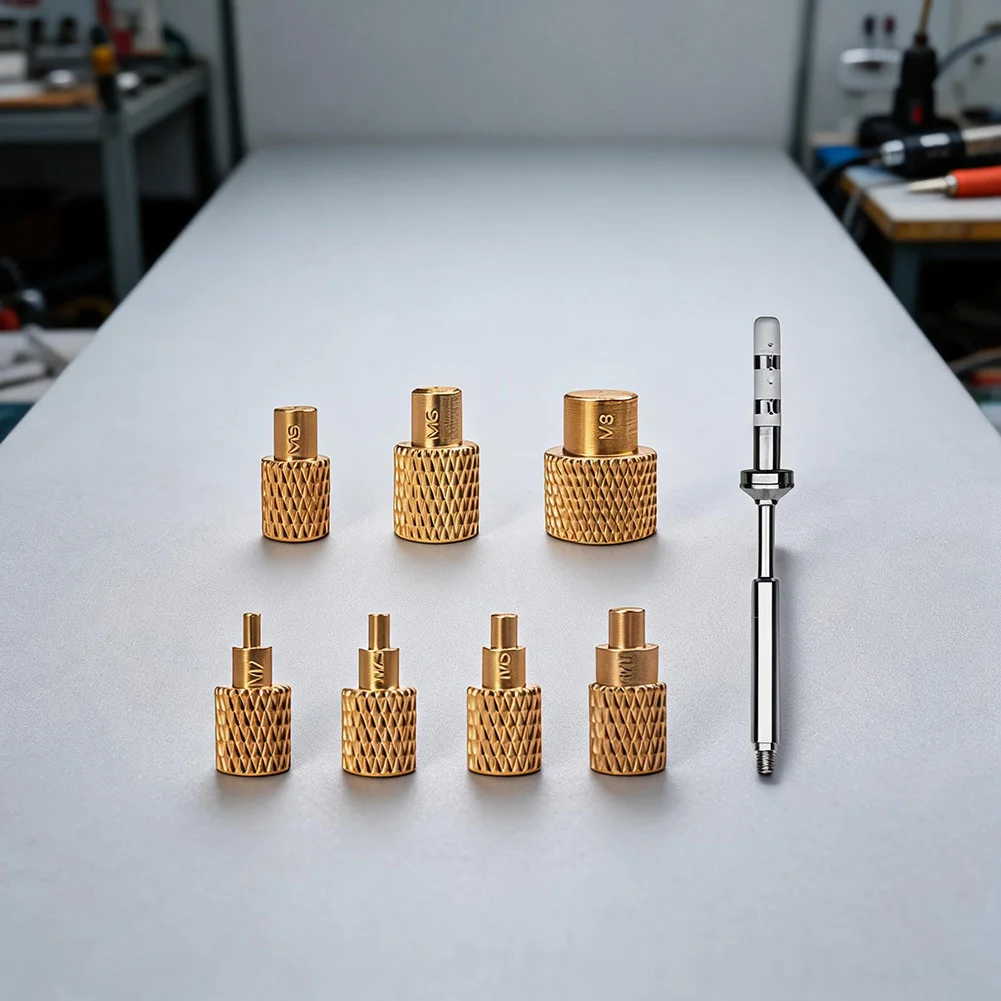 TS100-Compatible Hot Insert Nozzle Set for M2-M8 Copper Nuts Optimized for PLA ABS PC and Similar Thermoplastics