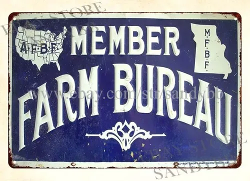 1920S MEMBER MISSOURI FARM BUREAU metal tin sign living room wall