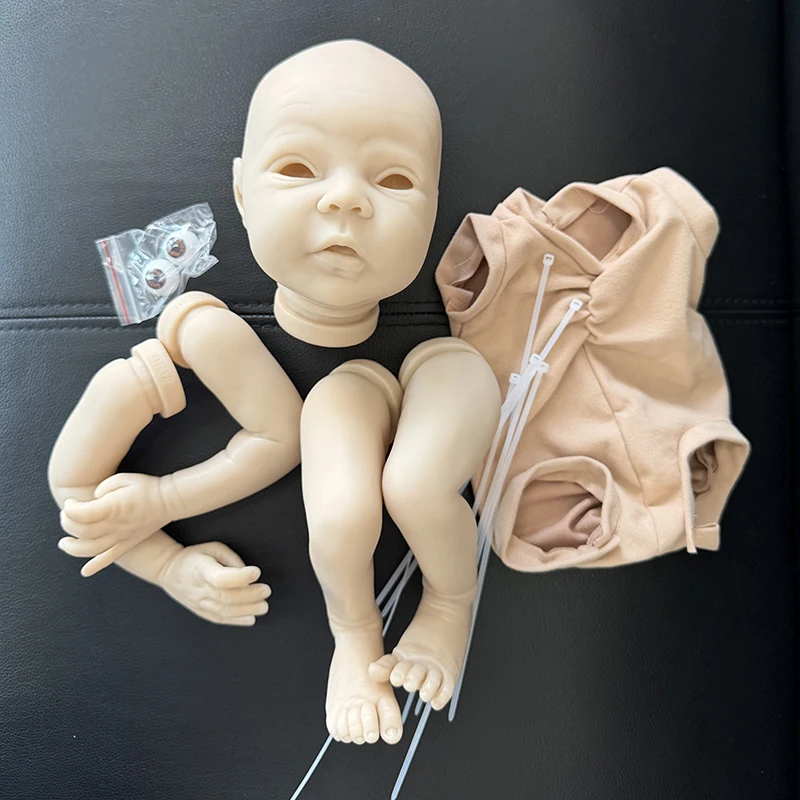 NPK 19Inch Unpainted Unfinished Blank DIY Doll Kit Reborn Mayven  Fresh Color Doll Parts with Cloth Body and Eye