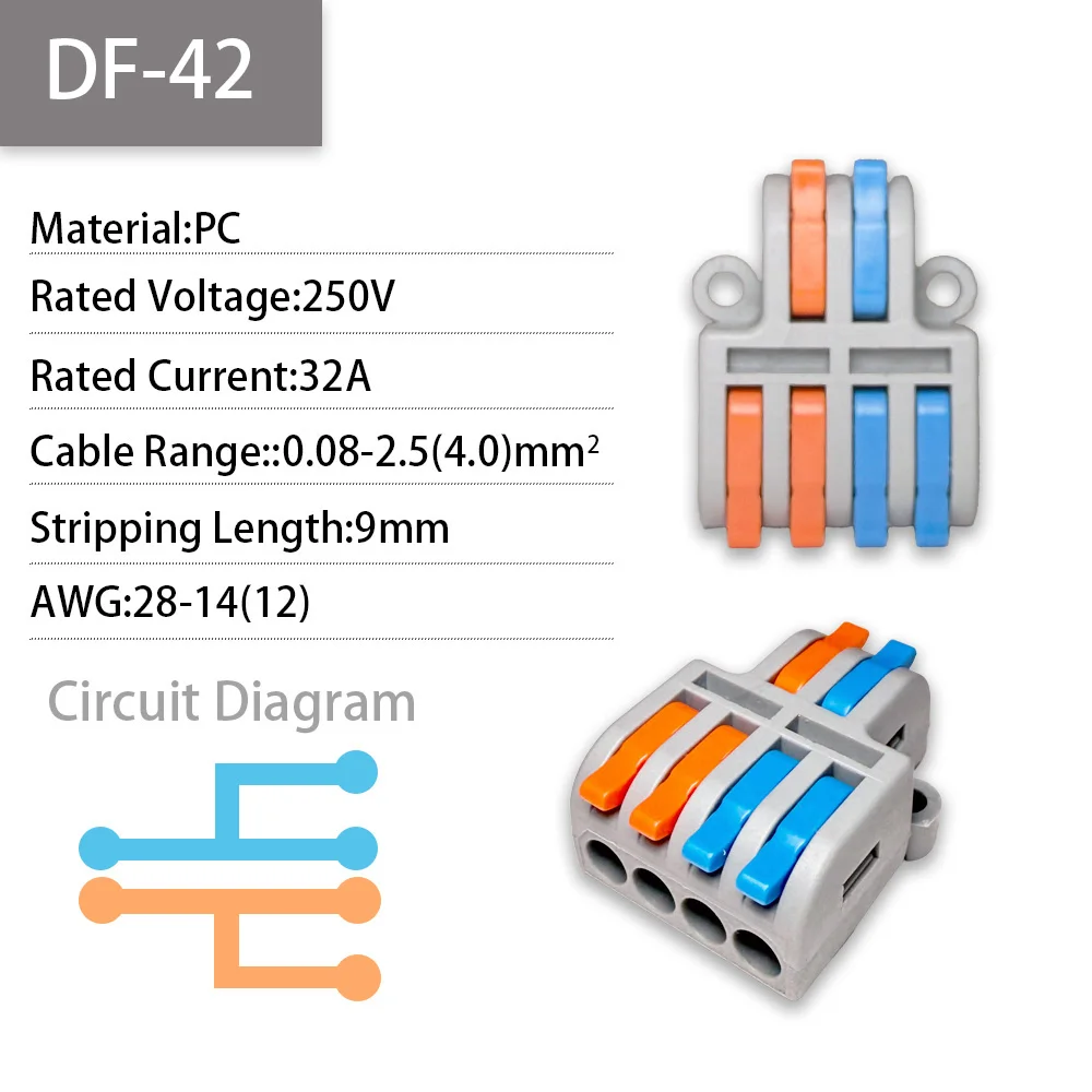 العالمي 1/5/10 موصل سلك سريع دفع في كتلة طرفية كهربائية لربط موصلات كابل الأسلاك كابل اتصال SPL #4